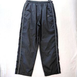 Vintage Nike Pants Mens Large Black Windbreaker Track Lined Ankle Zip Baggy Y2K